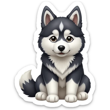 Black and white husky sitting sticker