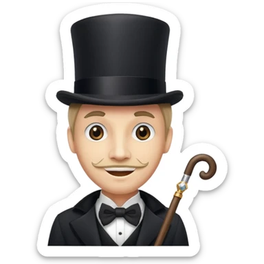 Man with top hat, cane and diamond front tooth sticker