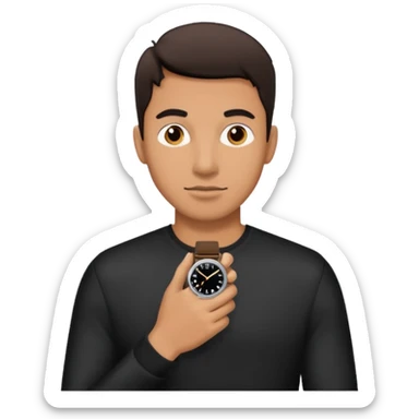 man wearing a black strap watch sticker