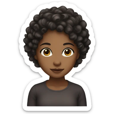 Brown skin girl with black curly hair and brown eyes  sticker