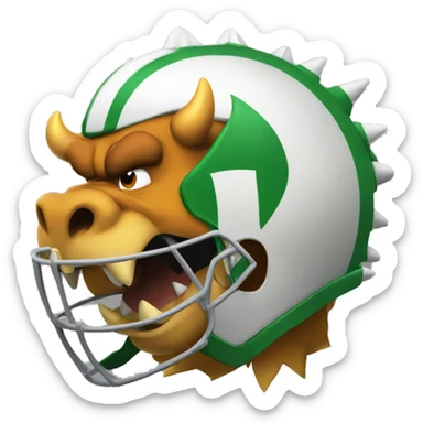 Bowser wearing a football helmet  sticker