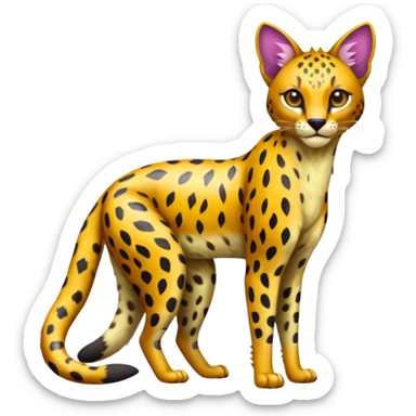 Colorful shiny Leopard-Caracal-Cheetah-Serval-Civet-Trico-Sergal-Vernid-fusion-hybrid-animal-creature, dull body sticker