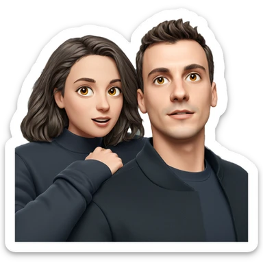 girl and boy portrait interaction sticker