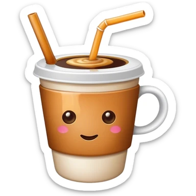 cup of coffee with a straw sticker
