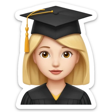 student emoji, female, wearing a graduation cap sticker