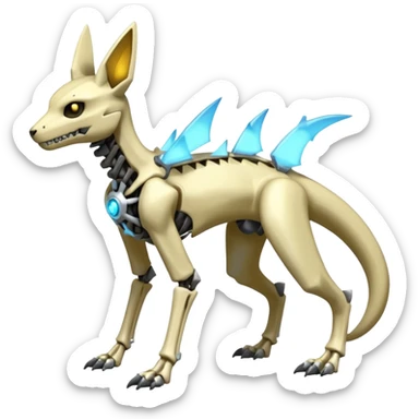 futuristic Skeleton-Cyborg-Manectric-Electrike-Cubone-Umbreon-Marowak-Draco-Fakémon-hybrid-creature (full body), 4 legs sticker