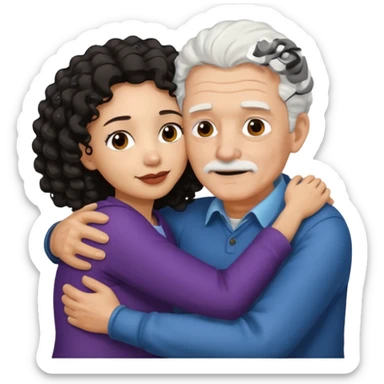 Old man hugging brown skin curly hair woman sticker