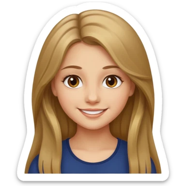 create a girl with dark blond long hair, hazel eyes and beautiful smile sticker
