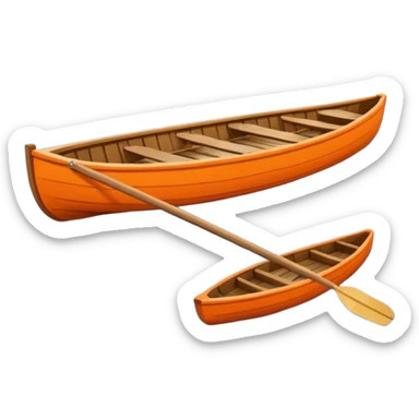 Rowing boat on sunset with pontoon in the background sticker