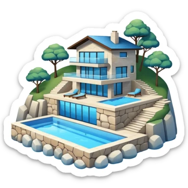modern house on the hill, with a pool ON THE HILL sticker