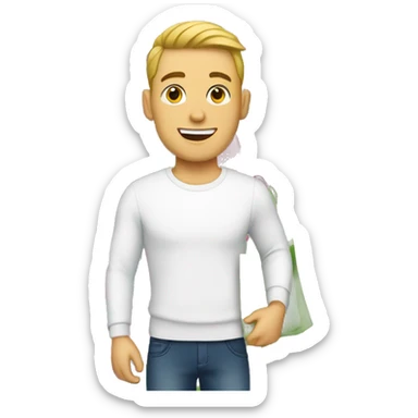 White Gay guy with shopping bags sticker