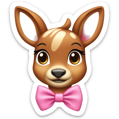 Bambi with a pink bow  sticker