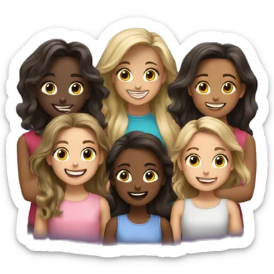 A group of 9 girls happy 2 girls dark sk sticker