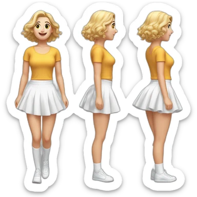 hyperrealistic-full-body-caucasian-curvy-beauty-jumping-small white-skirt-back-and-front-views-strong-wind-knickers white socks sticker