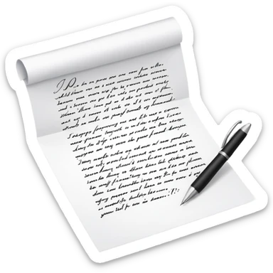 a paper letter with "TO SARAH" text written at the top of the letter, with a pen lying next to it sticker