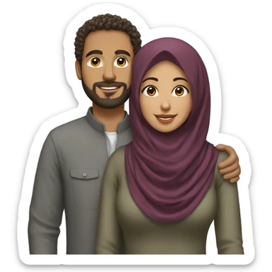 Woman hijab with her husband curly hair sticker