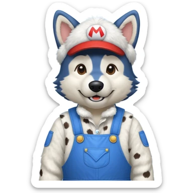 mario themed wolf husky fursuiter sticker