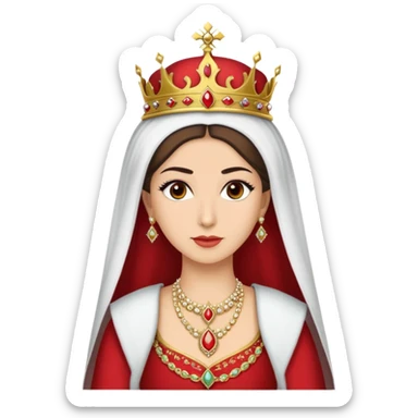 Ottoman queen with red dress and crown, imperial Turkish royal attire sticker
