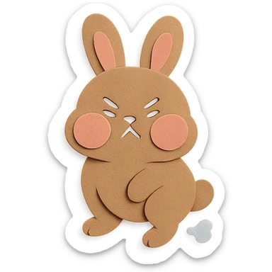 mocha-colored bunny puffing its cheeks and stamping its foot sticker