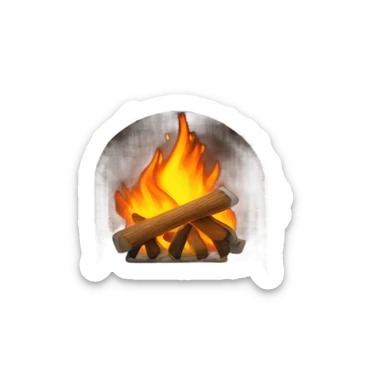 Fireplace logs with flame sticker