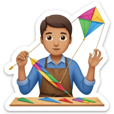 Kite Maker, making a kite pose. sticker