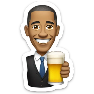 Barack Obama with a beer sticker
