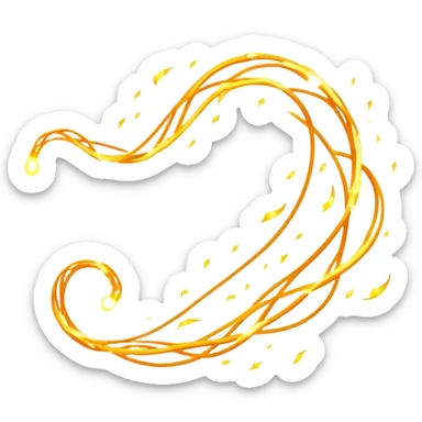 Create a playful and minimalistic emoji-style icon of a floating, curved path made of glowing thoughts or sparks, representing spontaneous and creative thinking. The path should feel light, fluid, and energetic – like dancing ideas flowing in the air.



 sticker