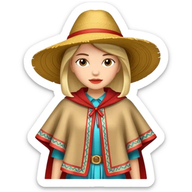 woman with fashion pancho sticker