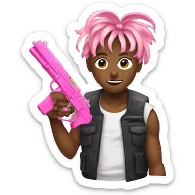 Juice WRLD holding a pink gun with pink bows in hair  sticker