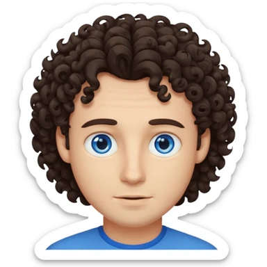 Make a guy with curly dark browns hair sticker