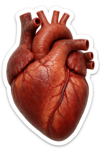 CUORE anatomico umano, iperrealistico 4k, isolato su sfondo bianco sticker