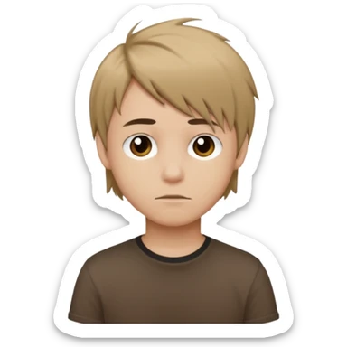 boy with dark blonde hair emo, shirt color brown sticker