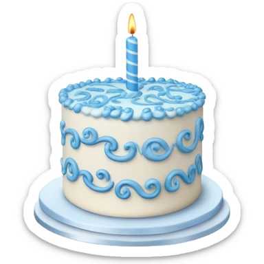 White and blue birthday cake sticker