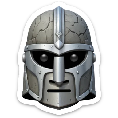 Knight helmet, moai-style sticker