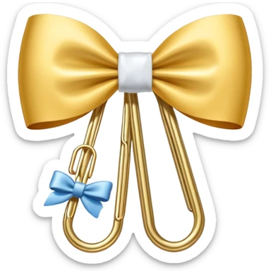 one gold paper clip with one small white bow in the middle sticker