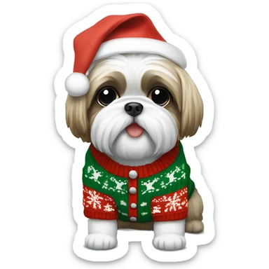 Shi tzu wearing christmas Sweater  sticker
