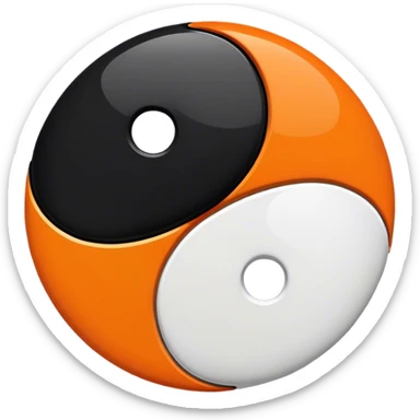 Orange and black ying yang sticker
