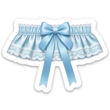 White lace bridal garter with a pale blue bow, isolated sticker