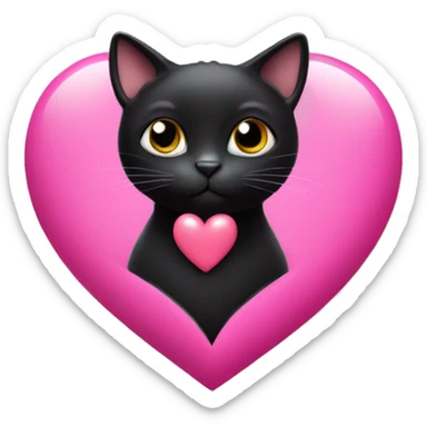 A black cat within a pink heart  sticker