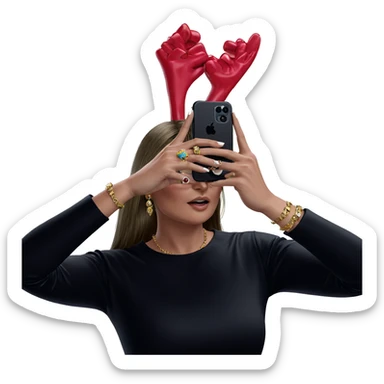 girl with jewelry and phone sticker