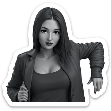 monochrome girl in jacket sticker