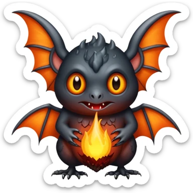 Monstre a corp craquelé fait de lave avec des ailes de chauve-souris et un tête de pierre carbonisé avec une mâchoire carré  sticker