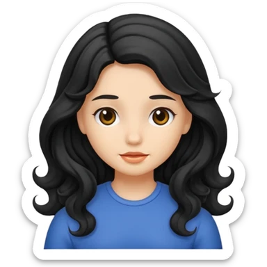 Girl with black wavy not so long hair sticker