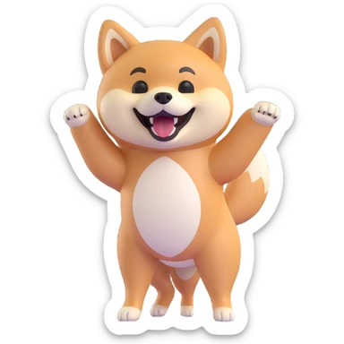 shiba inu standing, laughing sticker