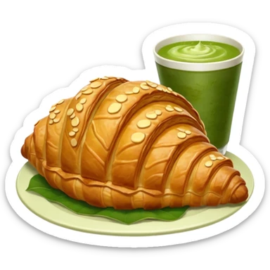 Giant Croissant with a coup of matcha and rasberry sticker