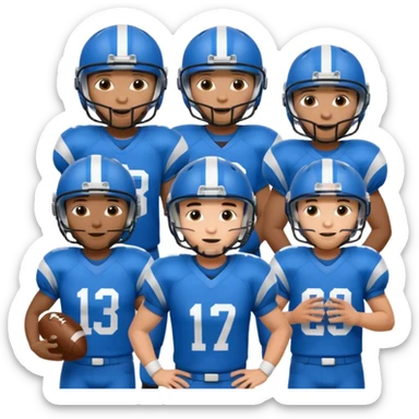 football guys team mixed race blue with helmet white black Hispanic  African  sticker