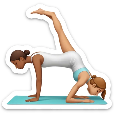 two ladies in downward dog back to back  sticker