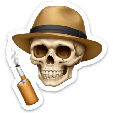 Skull , hat , cigarette  sticker