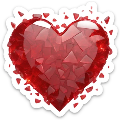 red broken glass heart sticker
