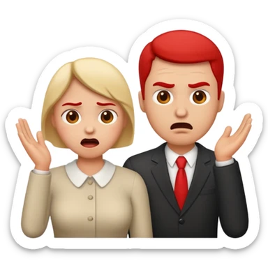 married couple arguing, emoji style, man looking frustrated sticker